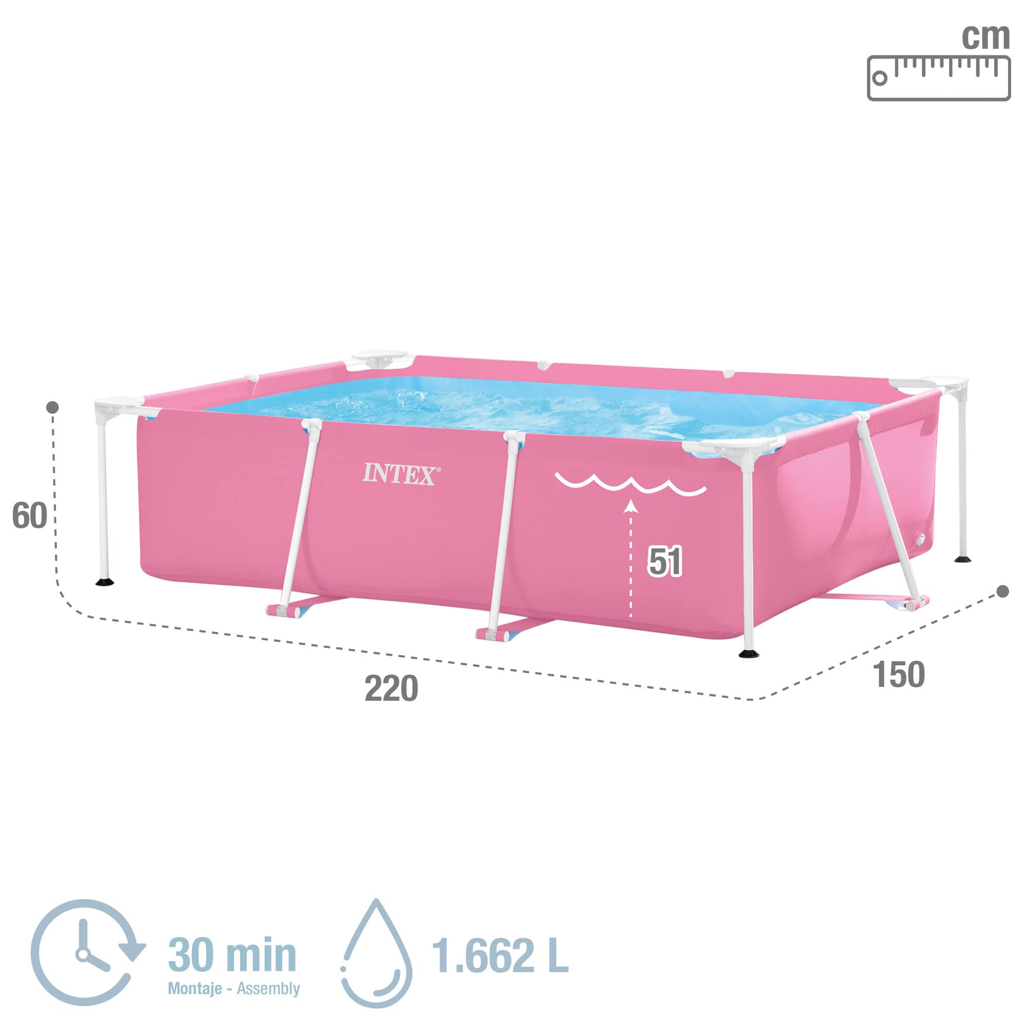 Intex rect frame pool pink 2.20 x 1.50