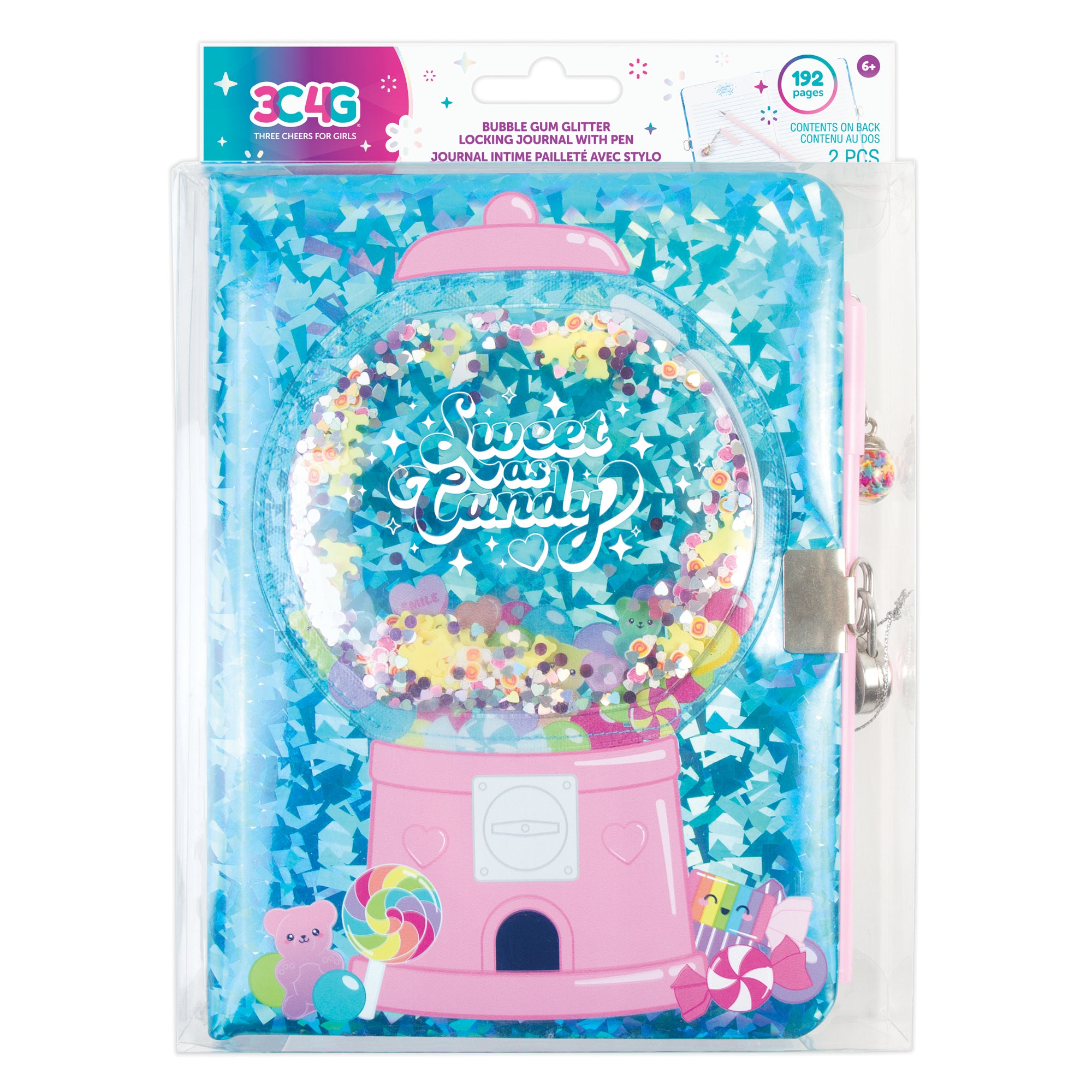 Make it Real - Bubble Gum Glitter Locking Journal with Pen