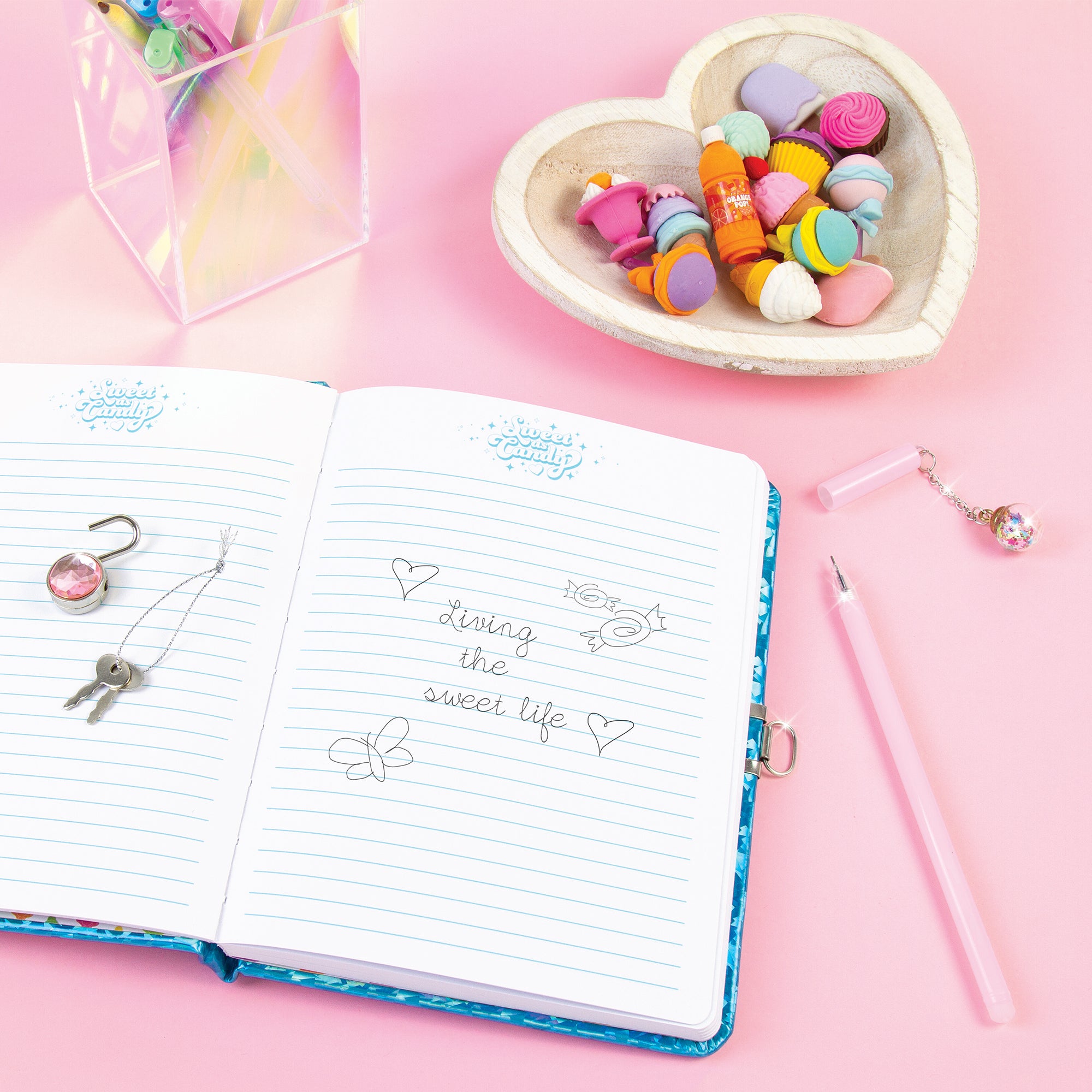 Make it Real - Bubble Gum Glitter Locking Journal with Pen
