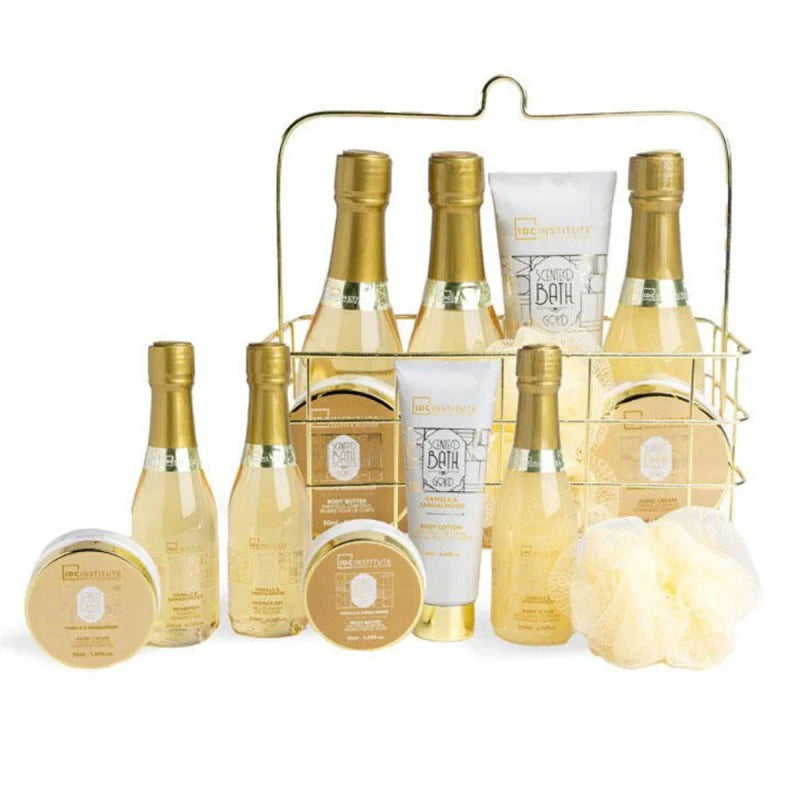 IDC Scented Bath Gold Tin Care Basket