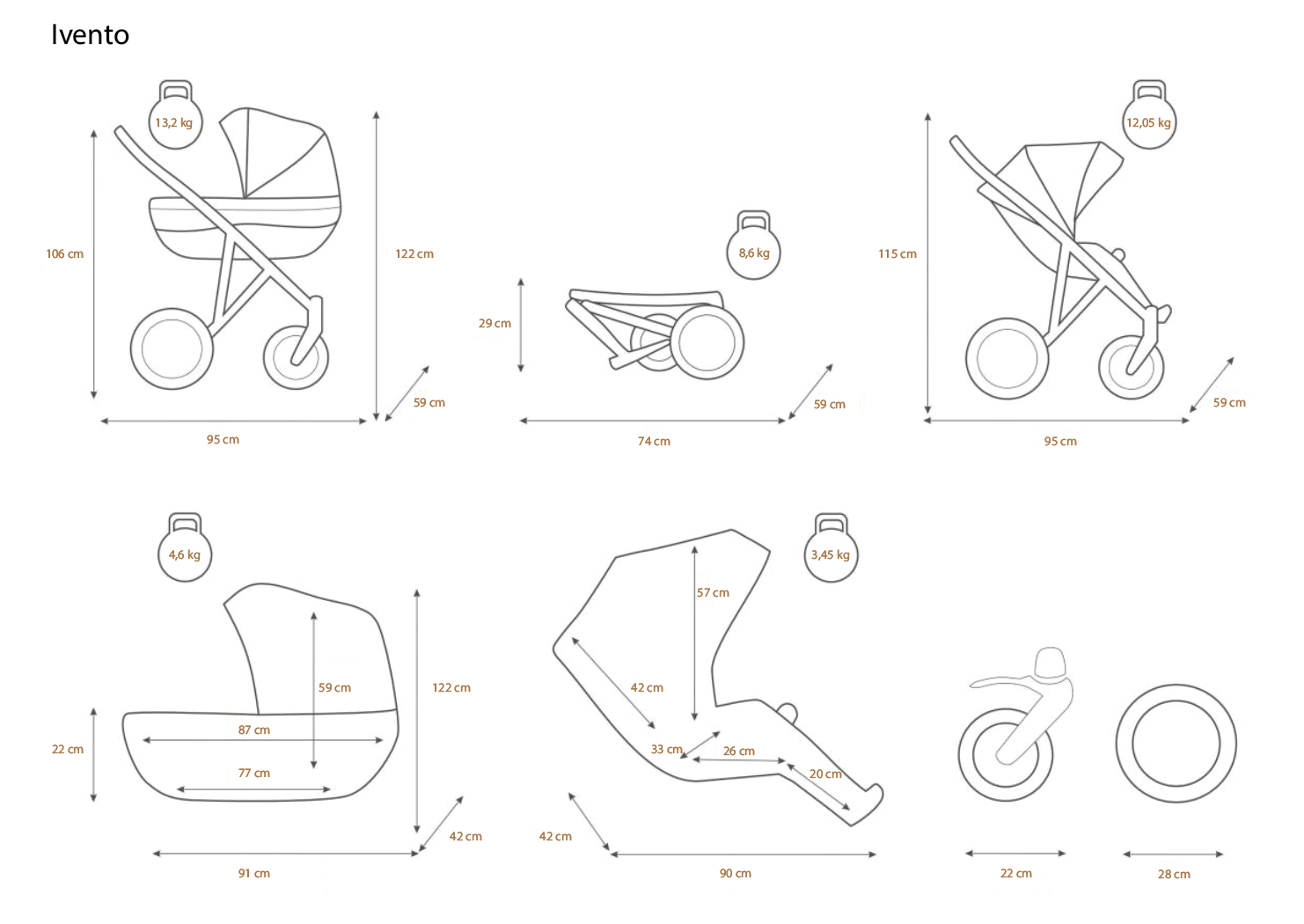 Kunert - Ivento (stroller + car seat + carrycot + isofix base)