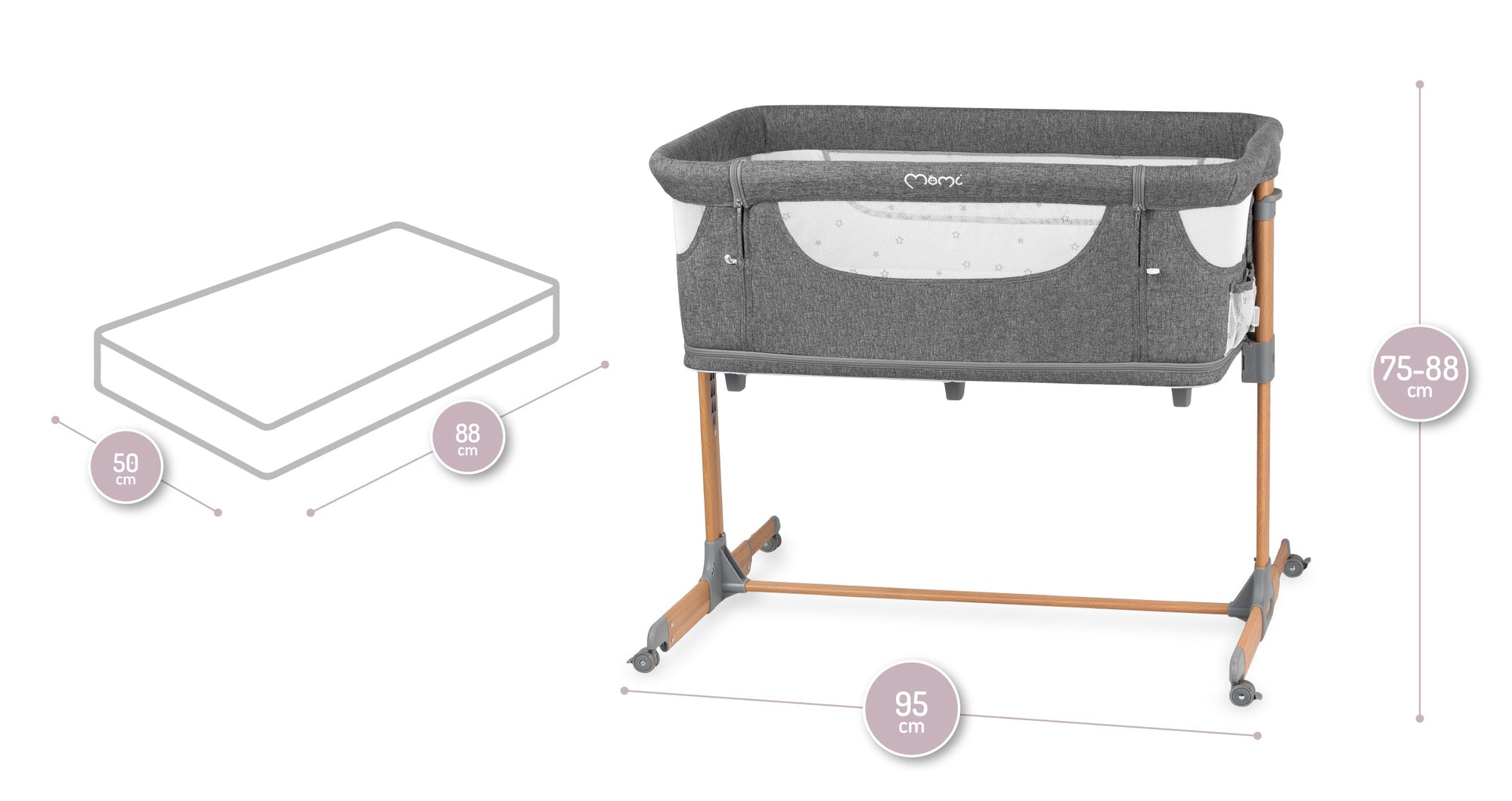 MoMi - Smart Bed 4 in 1 Baby crib