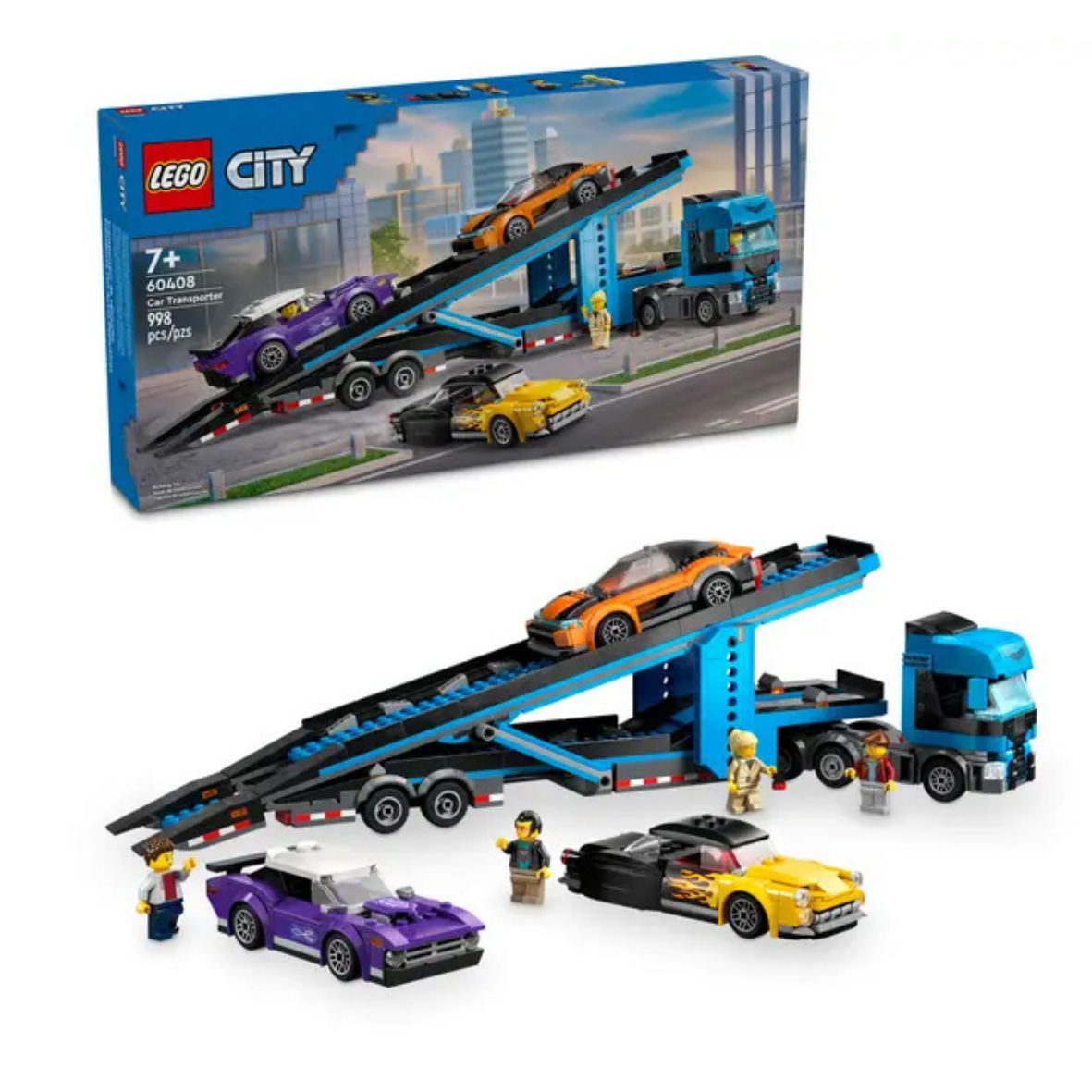 Lego Car Transporter Truck with Sports Cars