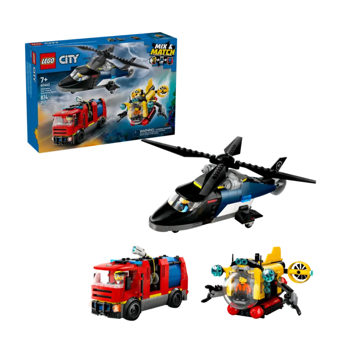 Lego Helicopter, Fire Truck & Submarine Remix