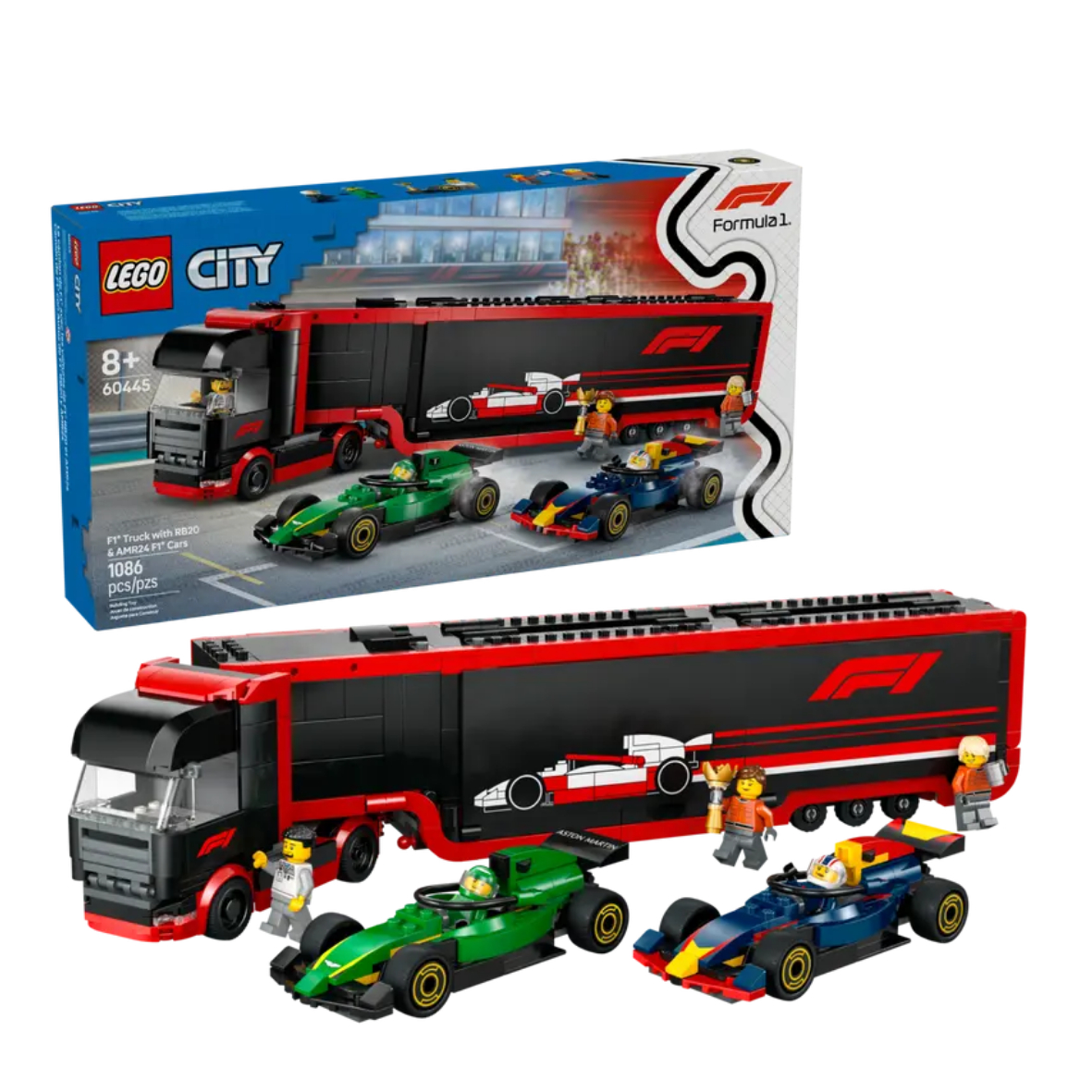 Lego F1® Truck with RB20 & AMR24 F1® Cars