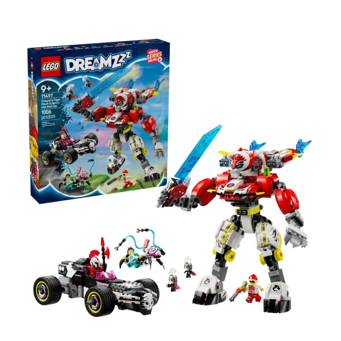 Lego Cooper's Tiger Mech & Zero's Hot Rod Car